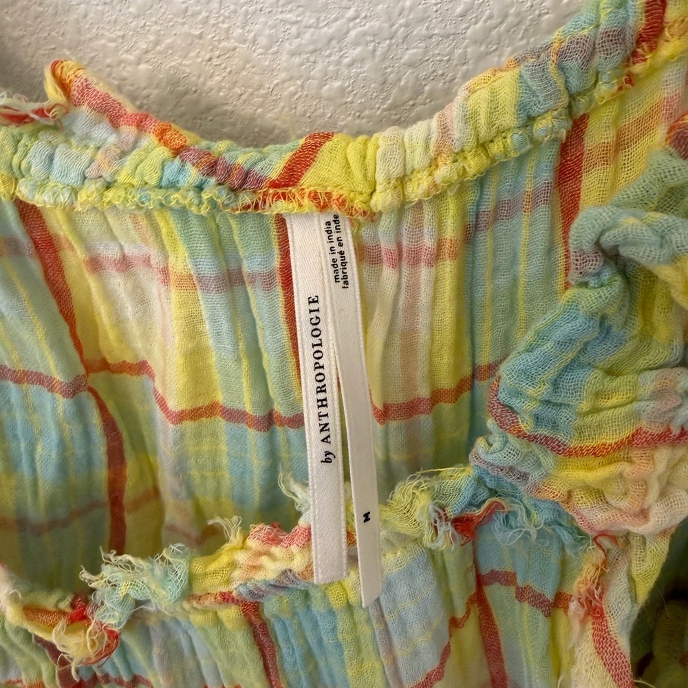 Yellow & Pastel Plaid Ruffled Swim Coverup - Picture 2 of 2